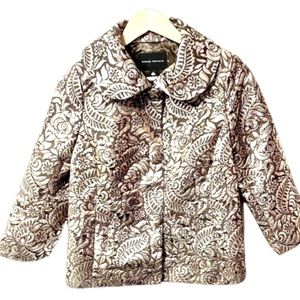 Banana Republic stunning metallic gold Jacquard crop jacket w/Peter Pan collar